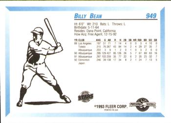 1993 Fleer ProCards #949 Billy Bean Back