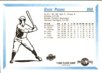 1993 Fleer ProCards #958 Steve Pegues Back