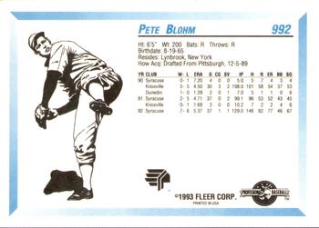 1993 Fleer ProCards #992 Pete Blohm Back