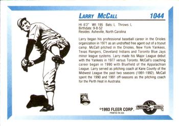 1993 Fleer ProCards #1044 Larry McCall Back