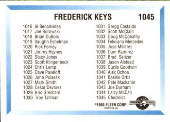 1993 Fleer ProCards #1045 Checklist Back