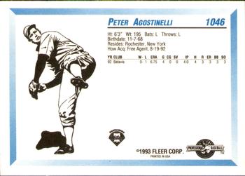 1993 Fleer ProCards #1046 Peter Agostinelli Back