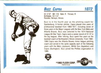 1993 Fleer ProCards #1072 Buzz Capra Back