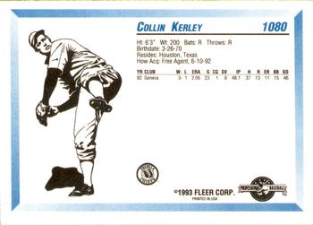 1993 Fleer ProCards #1080 Collin Kerley Back