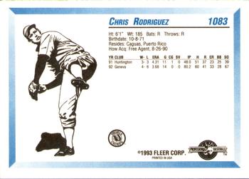 1993 Fleer ProCards #1083 Chris Rodriguez Back