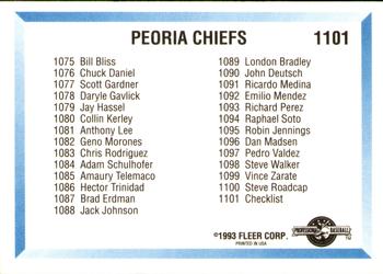 1993 Fleer ProCards #1101 Checklist Back