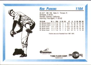 1993 Fleer ProCards #1164 Rob Parkins Back