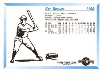 1993 Fleer ProCards #1198 Ray Durham Back