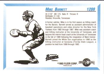 1993 Fleer ProCards #1208 Mike Barnett Back