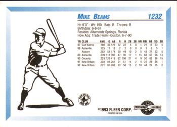 1993 Fleer ProCards #1232 Mike Beams Back