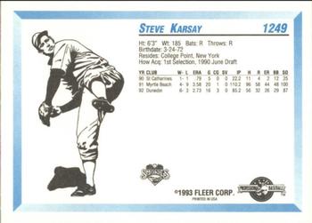 1993 Fleer ProCards #1249 Steve Karsay Back