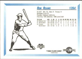 1993 Fleer ProCards #1264 Ron Reams Back