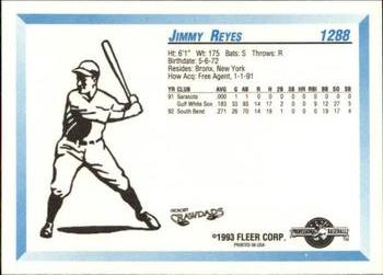 1993 Fleer ProCards #1288 Jimmy Reyes Back
