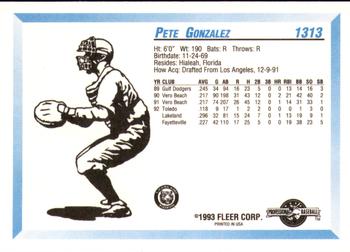 1993 Fleer ProCards #1313 Pete Gonzalez Back