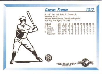 1993 Fleer ProCards #1317 Carlos Fermin Back