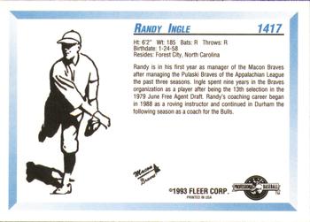 1993 Fleer ProCards #1417 Randy Ingle Back