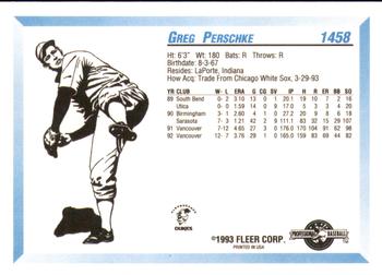 1993 Fleer ProCards #1458 Greg Perschke Back