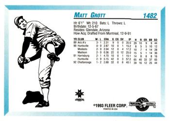 1993 Fleer ProCards #1482 Matt Grott Back