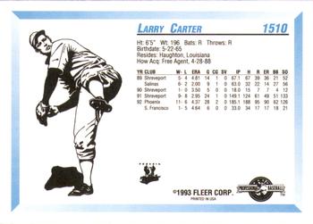 1993 Fleer ProCards #1510 Larry Carter Back