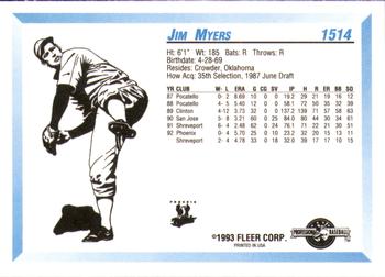 1993 Fleer ProCards #1514 Jim Myers Back