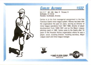 1993 Fleer ProCards #1532 Carlos Alfonso Back