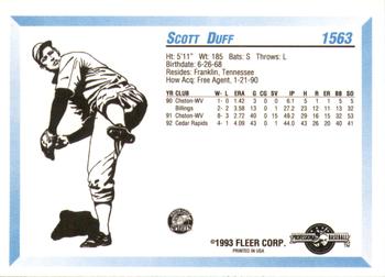 1993 Fleer ProCards #1563 Scott Duff Back