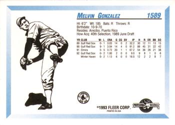 1993 Fleer ProCards #1589 Melvin Gonzalez Back