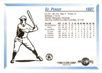 1993 Fleer ProCards #1607 Ed Perozo Back