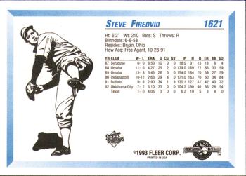 1993 Fleer ProCards #1621 Steve Fireovid Back