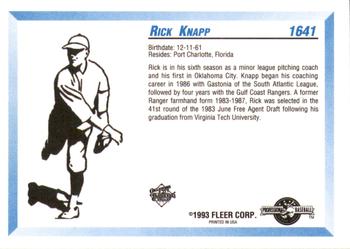 1993 Fleer ProCards #1641 Rick Knapp Back