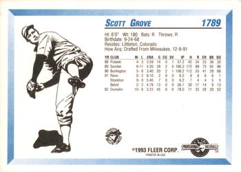 1993 Fleer ProCards #1789 Scott Grove Back