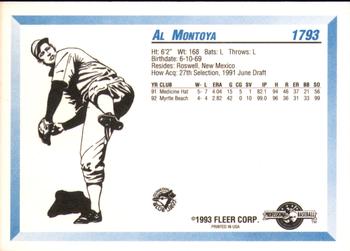 1993 Fleer ProCards #1793 Al Montoya Back