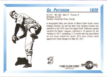 1993 Fleer ProCards #1839 Gil Patterson Back