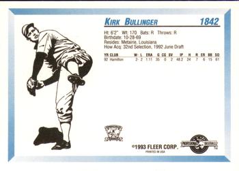 1993 Fleer ProCards #1842 Kirk Bullinger Back