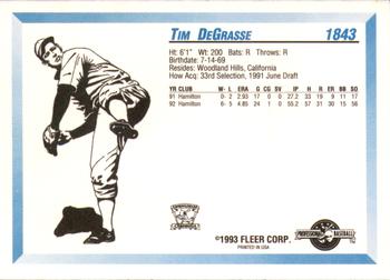 1993 Fleer ProCards #1843 Tim DeGrasse Back