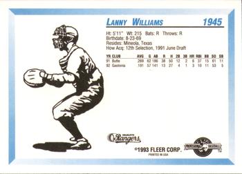 1993 Fleer ProCards #1945 Lanny Williams Back