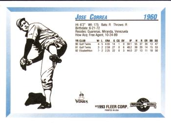 1993 Fleer ProCards #1960 Jose Correa Back