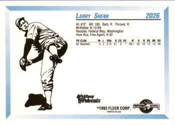 1993 Fleer ProCards #2026 Larry Shenk Back