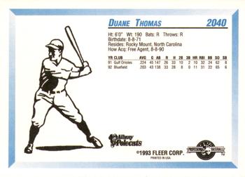 1993 Fleer ProCards #2040 Duane Thomas Back