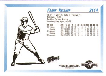 1993 Fleer ProCards #2114 Frank Kellner Back