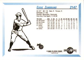 1993 Fleer ProCards #2147 Eddie Zambrano Back