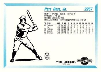1993 Fleer ProCards #2257 Pete Rose, Jr. Back