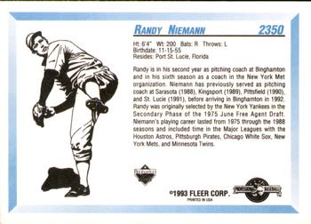 1993 Fleer ProCards #2350 Randy Niemann Back