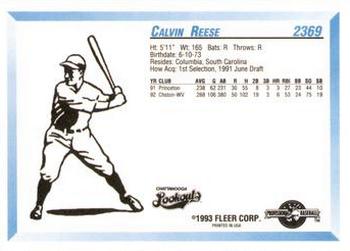1993 Fleer ProCards #2369 Calvin Reese Back