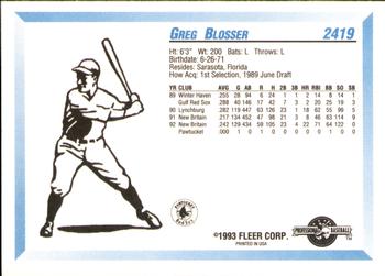 1993 Fleer ProCards #2419 Greg Blosser Back