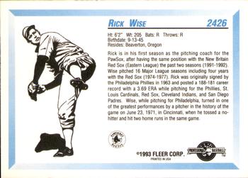 1993 Fleer ProCards #2426 Rick Wise Back