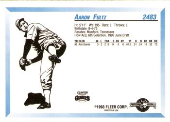 1993 Fleer ProCards #2483 Aaron Fultz Back