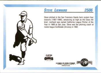 1993 Fleer ProCards #2506 Steve Lienhard Back