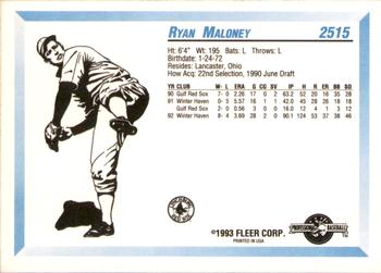 1993 Fleer ProCards #2515 Ryan Maloney Back
