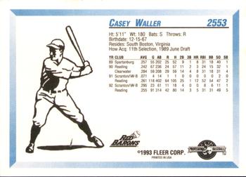 1993 Fleer ProCards #2553 Casey Waller Back